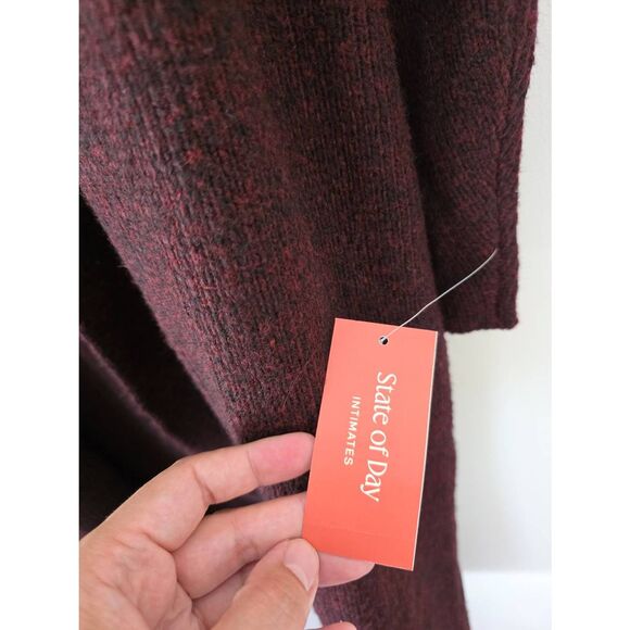 State of Day Intimates Knit Long Open Cardigan Size Small Burgundy NEW - Picture 5 of 6